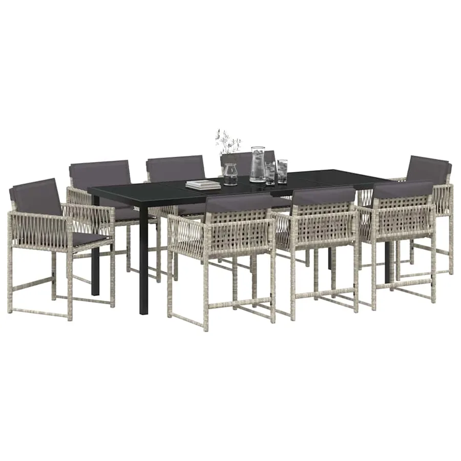 Ensemble de salle à manger pour jardin 9 pcs Gris clair - 3
