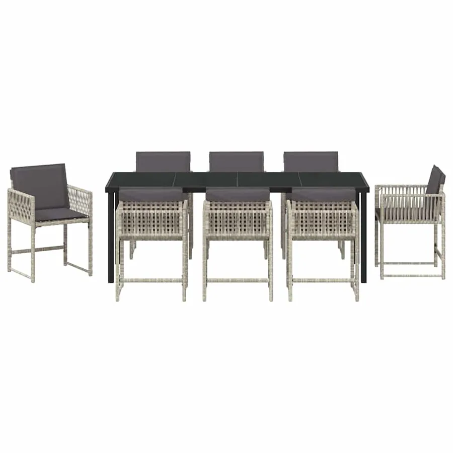 Ensemble de salle à manger pour jardin 9 pcs Gris clair - 7