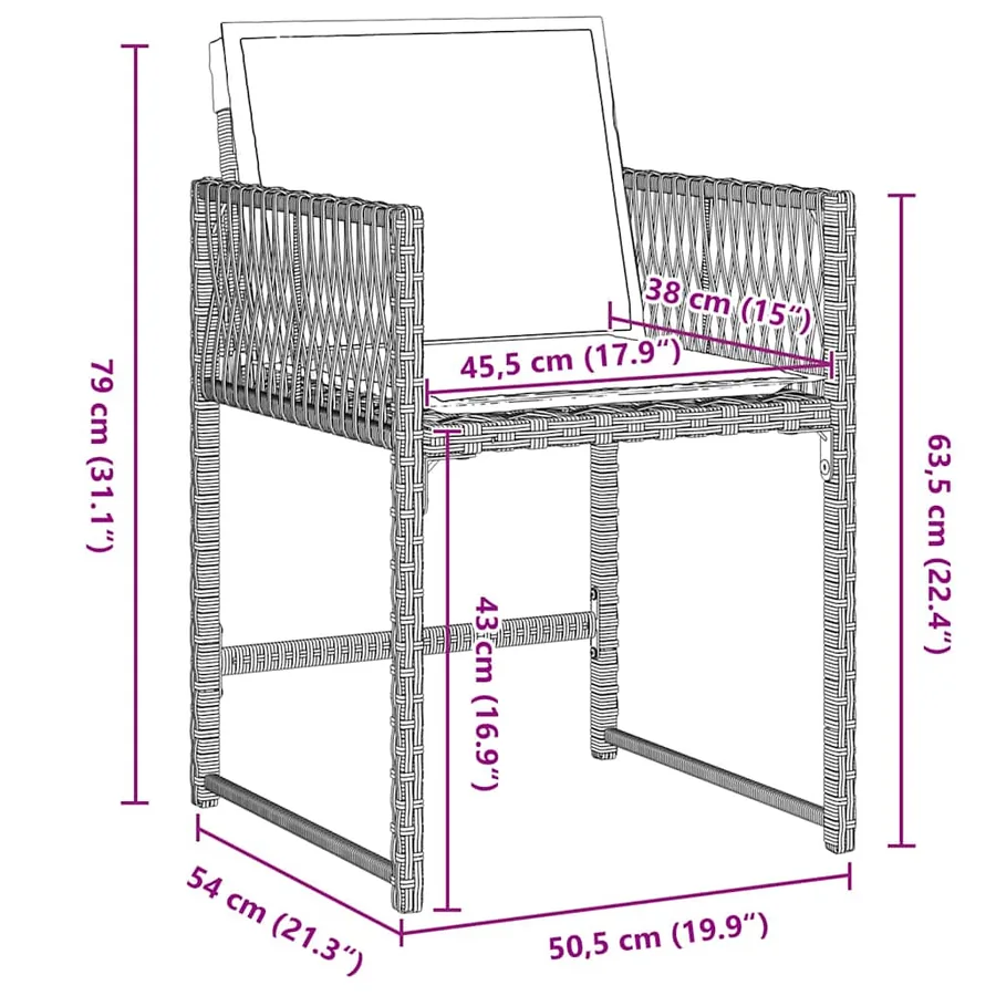 Ensemble de salle à manger pour jardin 9 pcs Gris clair - 8