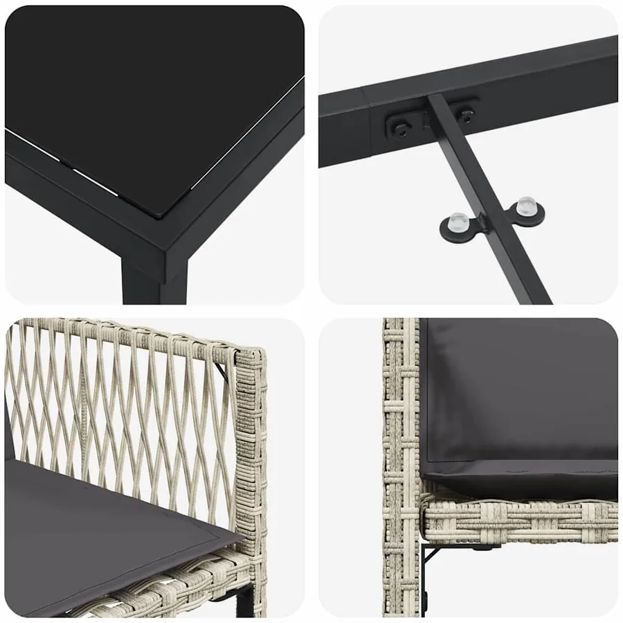 Ensemble de salle à manger pour jardin 9 pcs Gris clair - 9