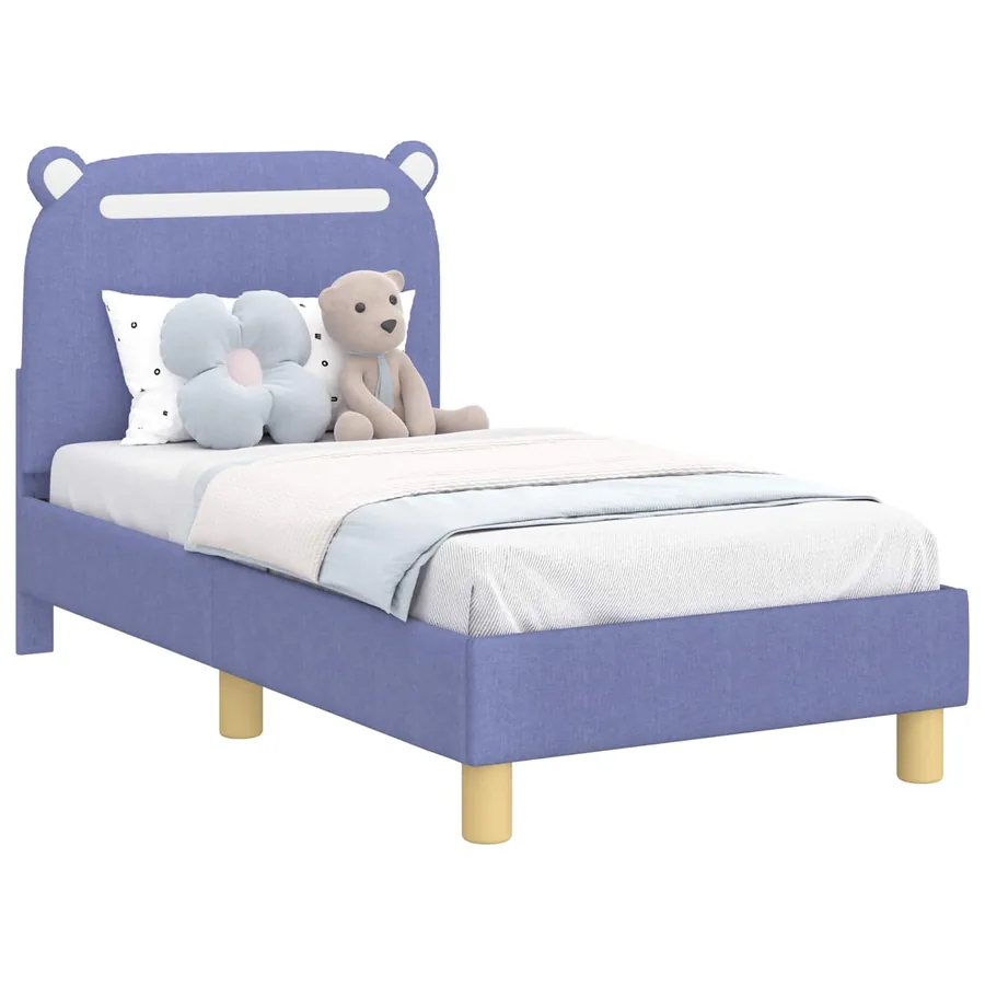 Cadre de lit pour tout-petit avec tête de lit Bleu denim Tissu - 2