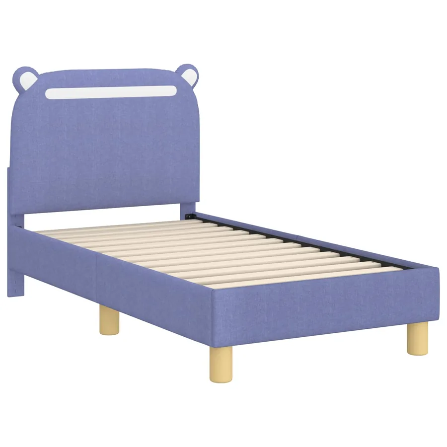 Cadre de lit pour tout-petit avec tête de lit Bleu denim Tissu - 4