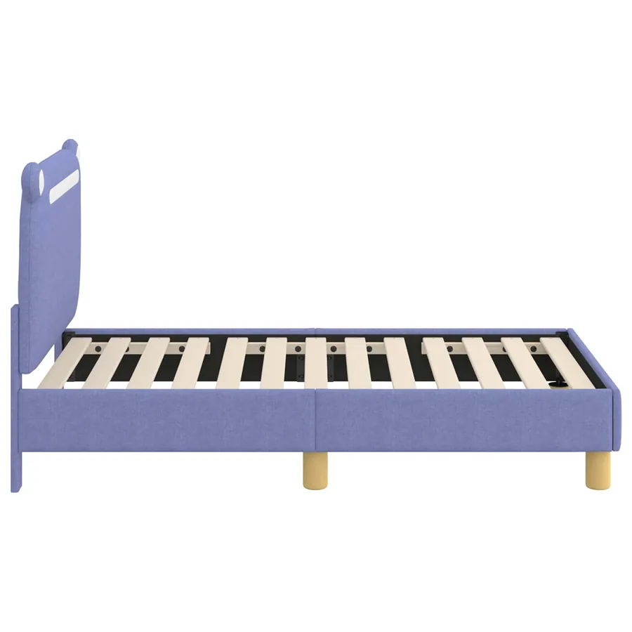 Cadre de lit pour tout-petit avec tête de lit Bleu denim Tissu - 6