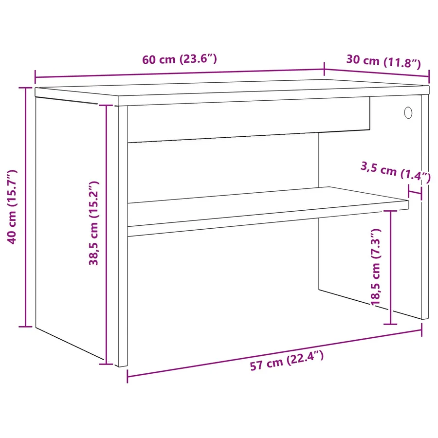 Meuble TV 60 x 30 x 40 cm Bois ancien Bois d'ingénierie - 10