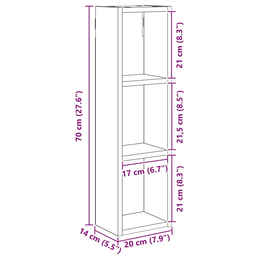 Armoire murale de salle de bain Chêne artisan 20 x 14 x 70 cm - 10