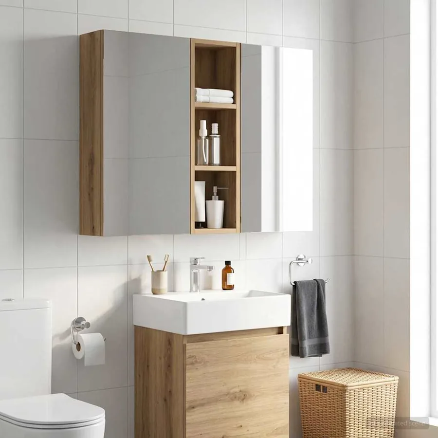 Armoire murale de salle de bain Chêne artisan 20 x 14 x 70 cm - 4