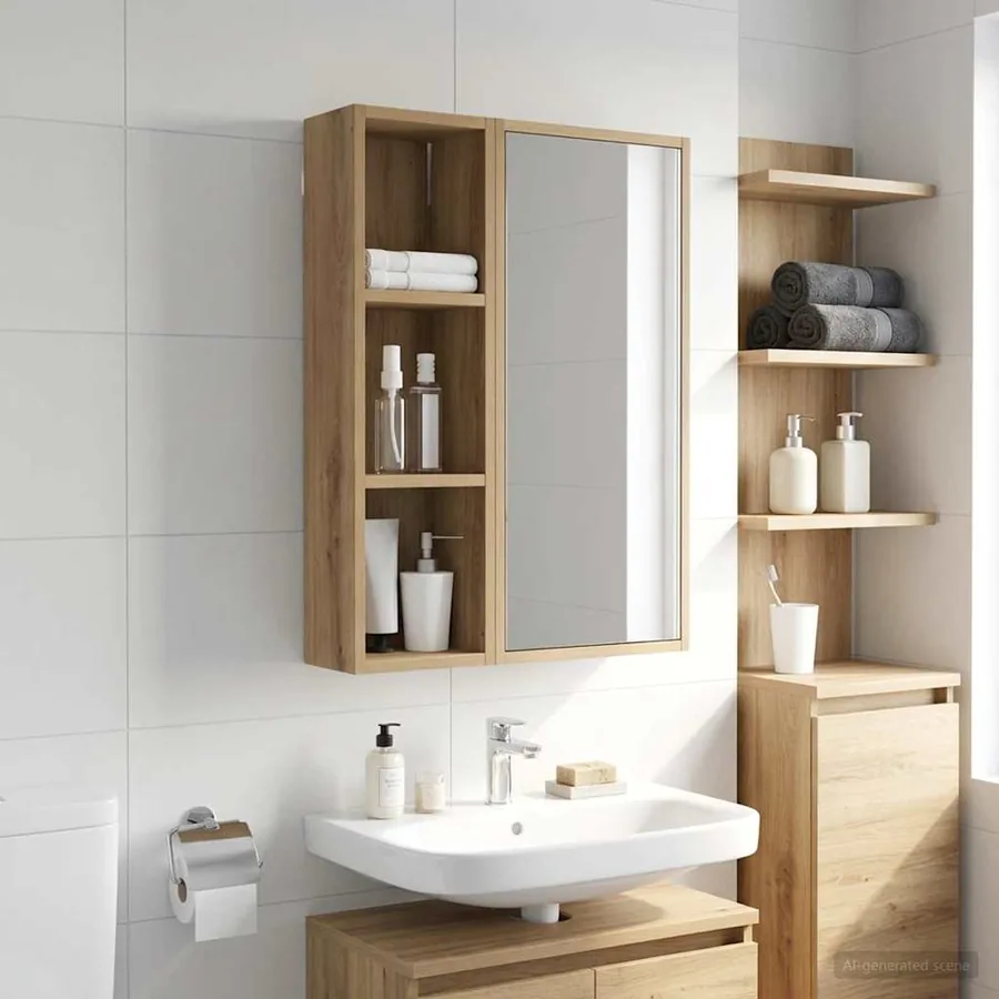 Armoire murale de salle de bain Chêne artisan 20 x 14 x 70 cm - 5