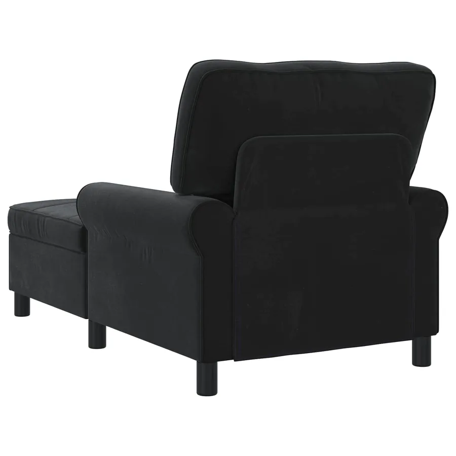 Chaise longue avec coussin Noir 91 x 157 x 91 cm Velours - 6