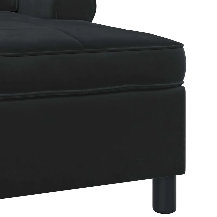 Chaise longue avec coussin Noir 91 x 157 x 91 cm Velours - 7
