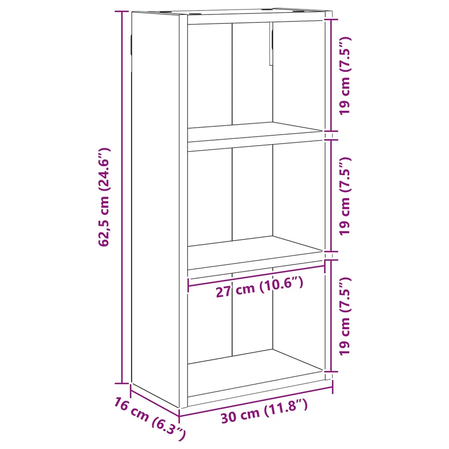 Armoire murale de salle de bain Blanc 30 x 16 x 62,5 cm - 8