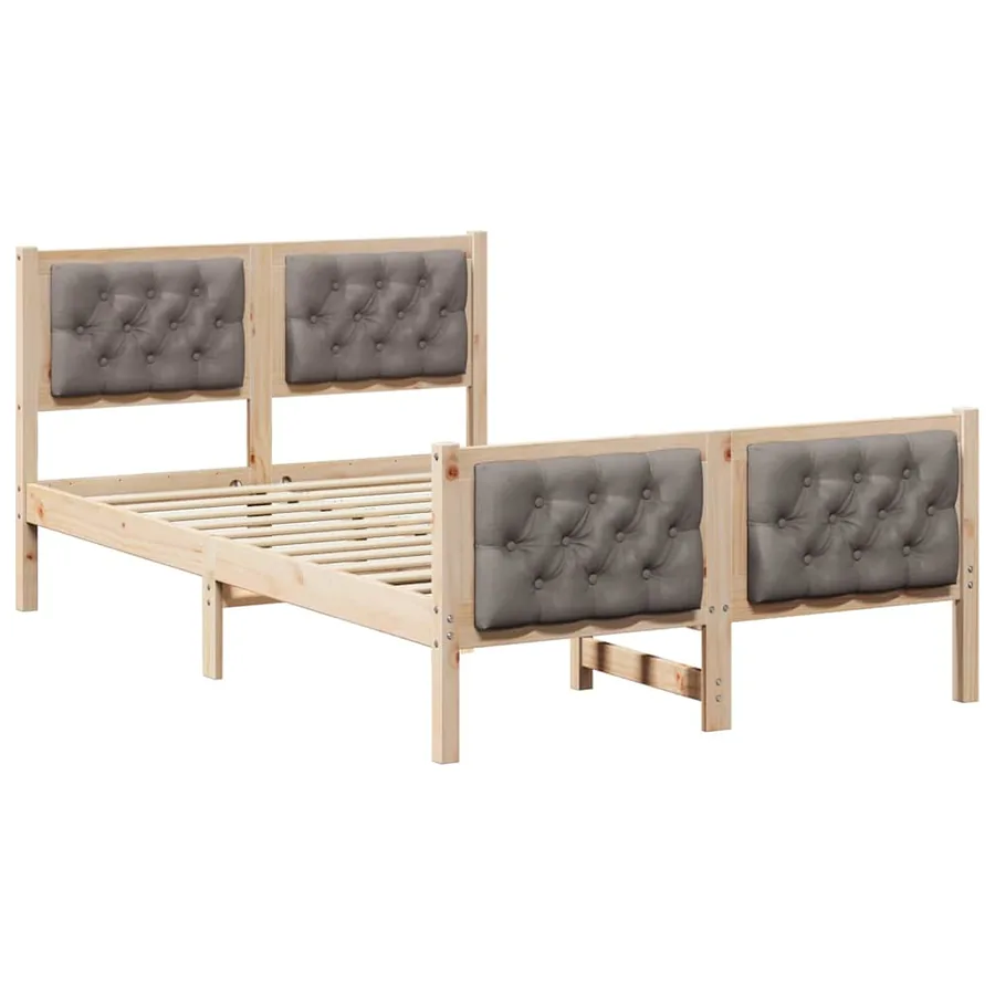 Cadre de lit avec tête de lit Taupe 135 x 190 cm Pin massif - 2