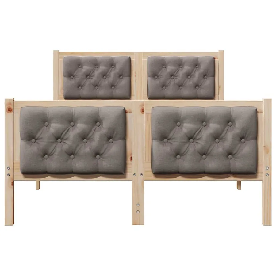 Cadre de lit avec tête de lit Taupe 135 x 190 cm Pin massif - 5