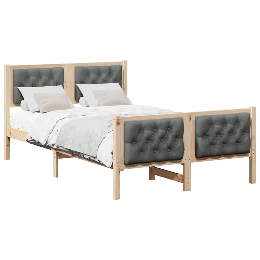 Cadre de lit Gris foncé 135 x 190 cm Pin massif - 3