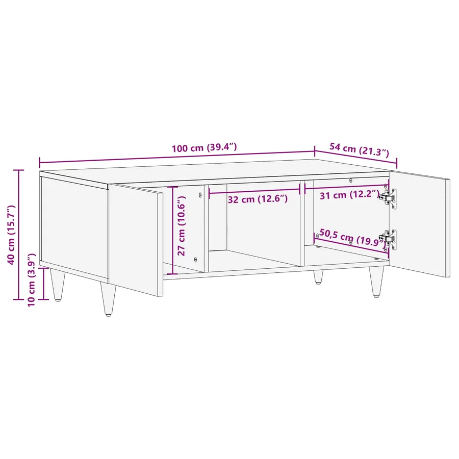 Table basse Multicolore 100 x 54 x 40 cm Bois de mangue massif - 11