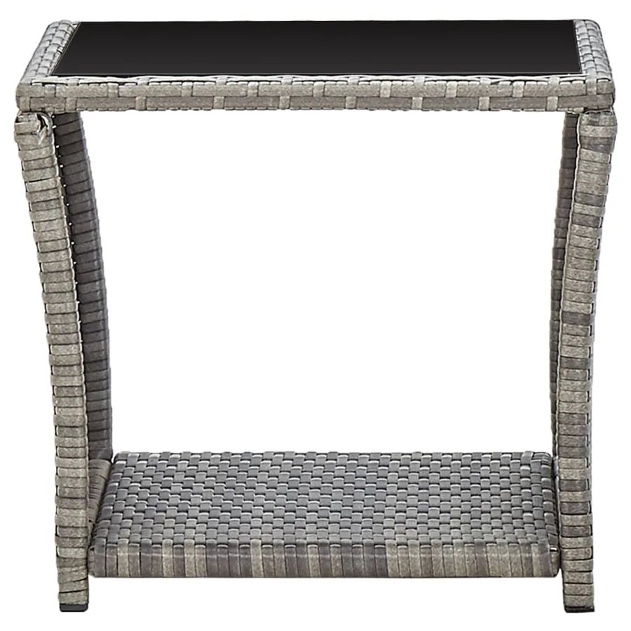 Table basse Gris 45x45x40 cm Résine tressée et verre - 2