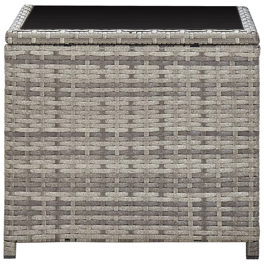 Table basse Gris 45x45x40 cm Résine tressée et verre - 3