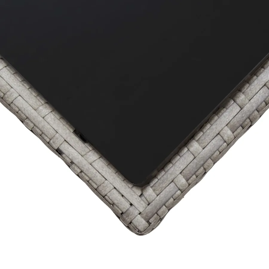 Table basse Gris 45x45x40 cm Résine tressée et verre - 4