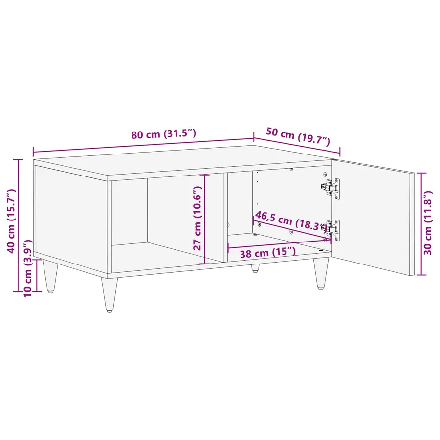 Table basse Multicolore 80 x 50 x 40 cm Bois de mangue massif - 12