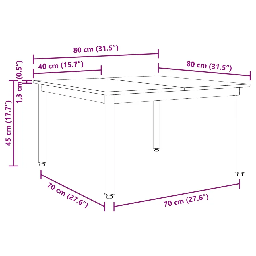 Table basse Naturel 80 x 80 x 45 cm Bois de pin massif - 11