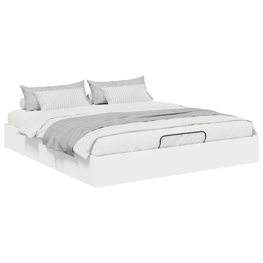 Cadre de lit ottoman Blanc 203 x 180 x 25 cm Bois d’ingénierie - 3