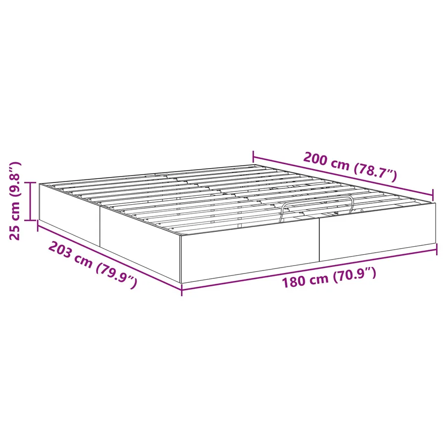 Cadre de lit ottoman Chêne Sonoma 203 x 180 x 25 cm - 11