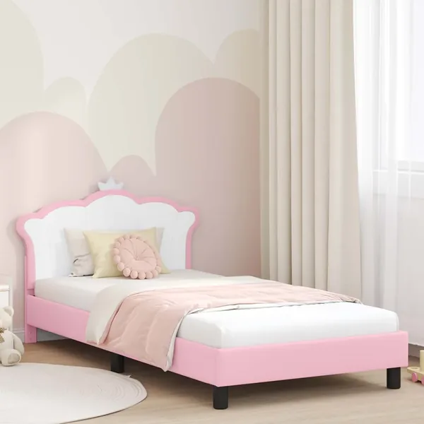 Cadre de lit pour enfants avec tête de lit Rose 90 x 190 cm PU