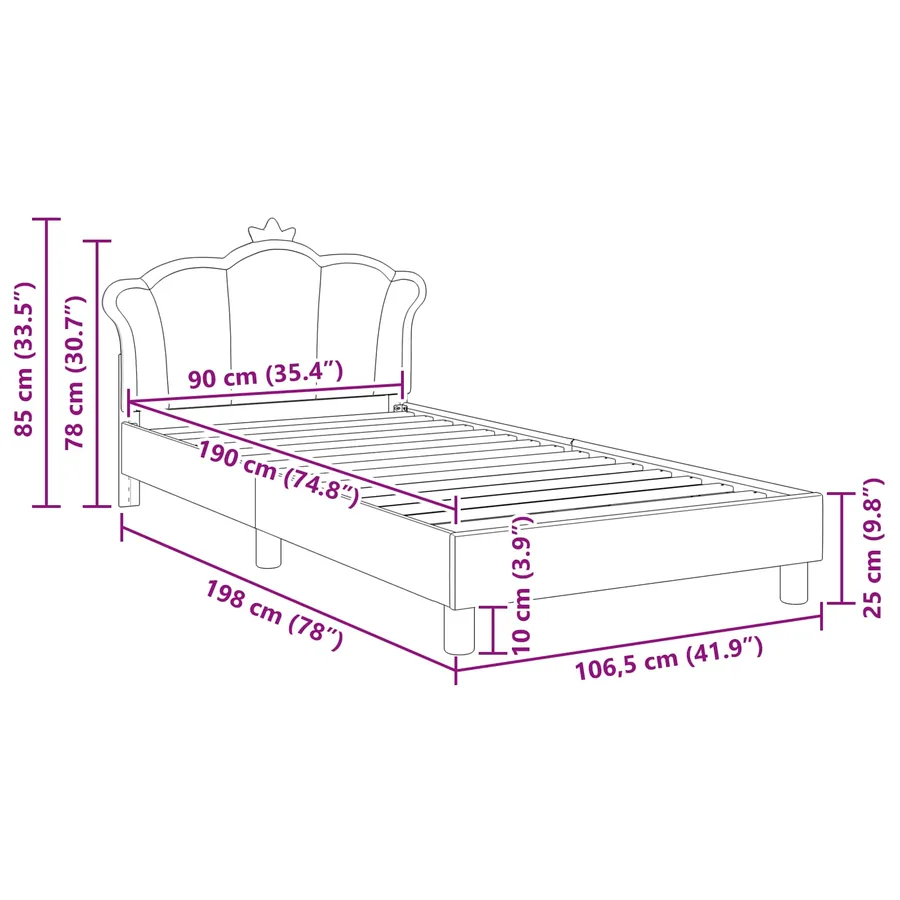 Cadre de lit pour enfants avec tête de lit Rose 90 x 190 cm PU - 10