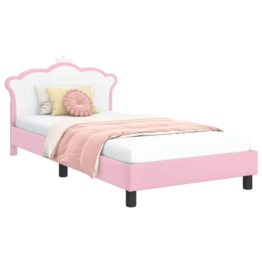Cadre de lit pour enfants avec tête de lit Rose 90 x 190 cm PU - 2