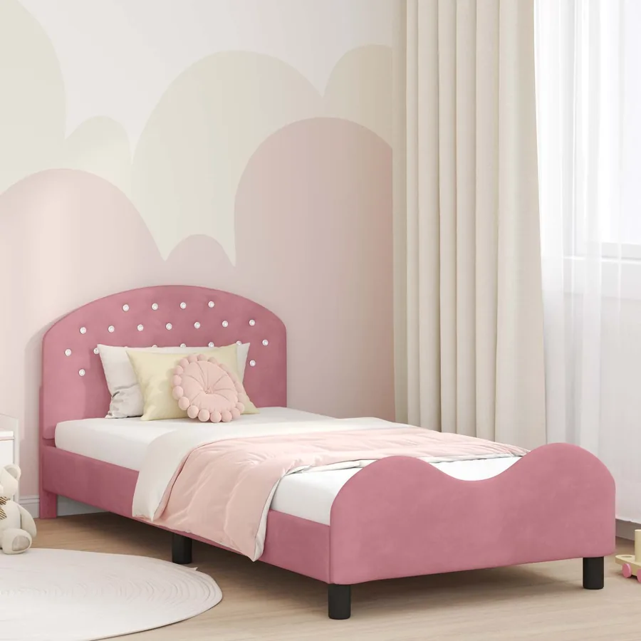 Cadre de lit pour enfants avec tête de lit Rose 90 x 200 cm