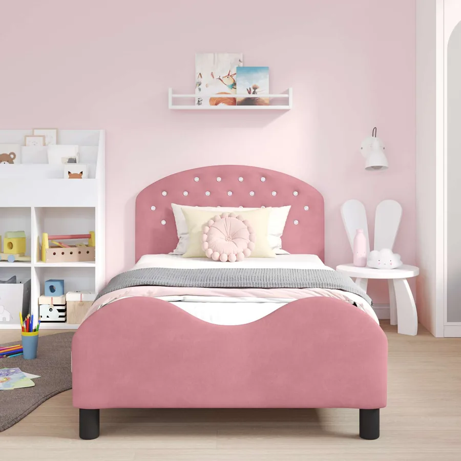 Cadre de lit pour enfants avec tête de lit Rose 90 x 200 cm - 3