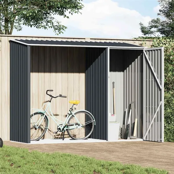 Abri à bois de jardin Anthracite 245x98x159 cm Acier galvanisé