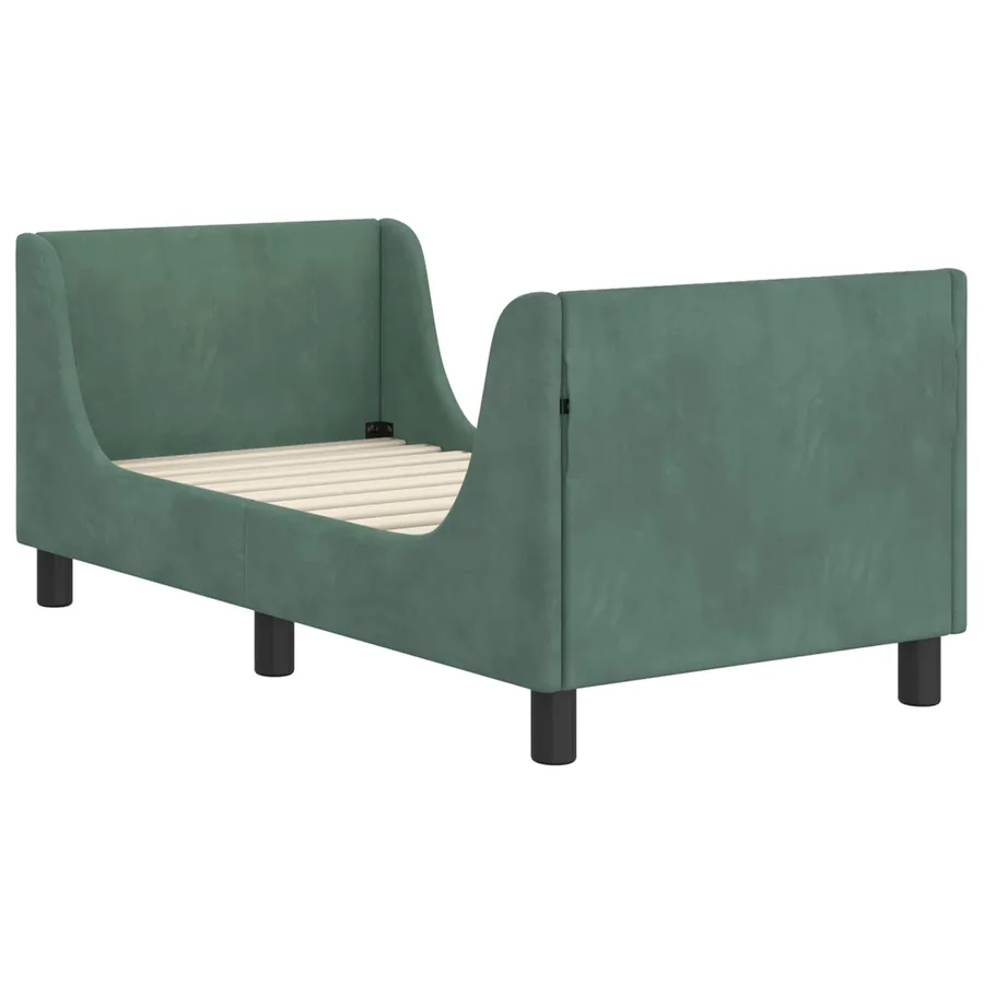 Cadre de lit pour tout-petit avec tête de lit Vert Mer Velours - 4
