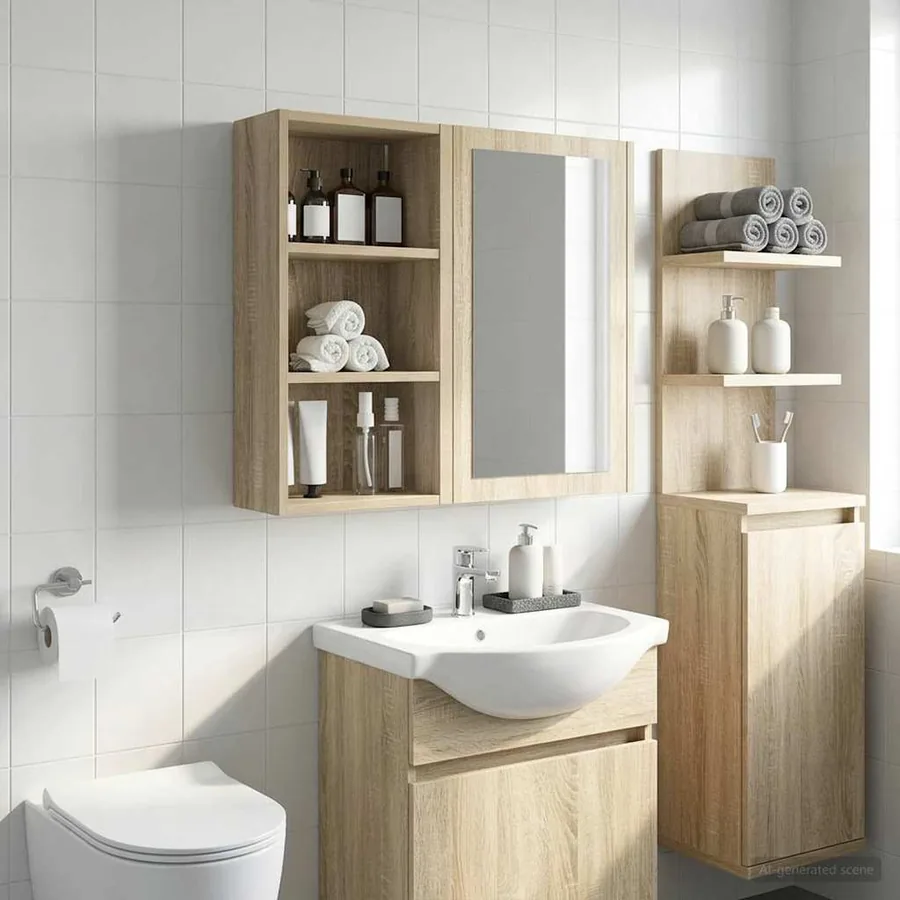 Armoire murale de salle de bain Chêne Sonoma 30 x 16 x 62,5 cm - 5