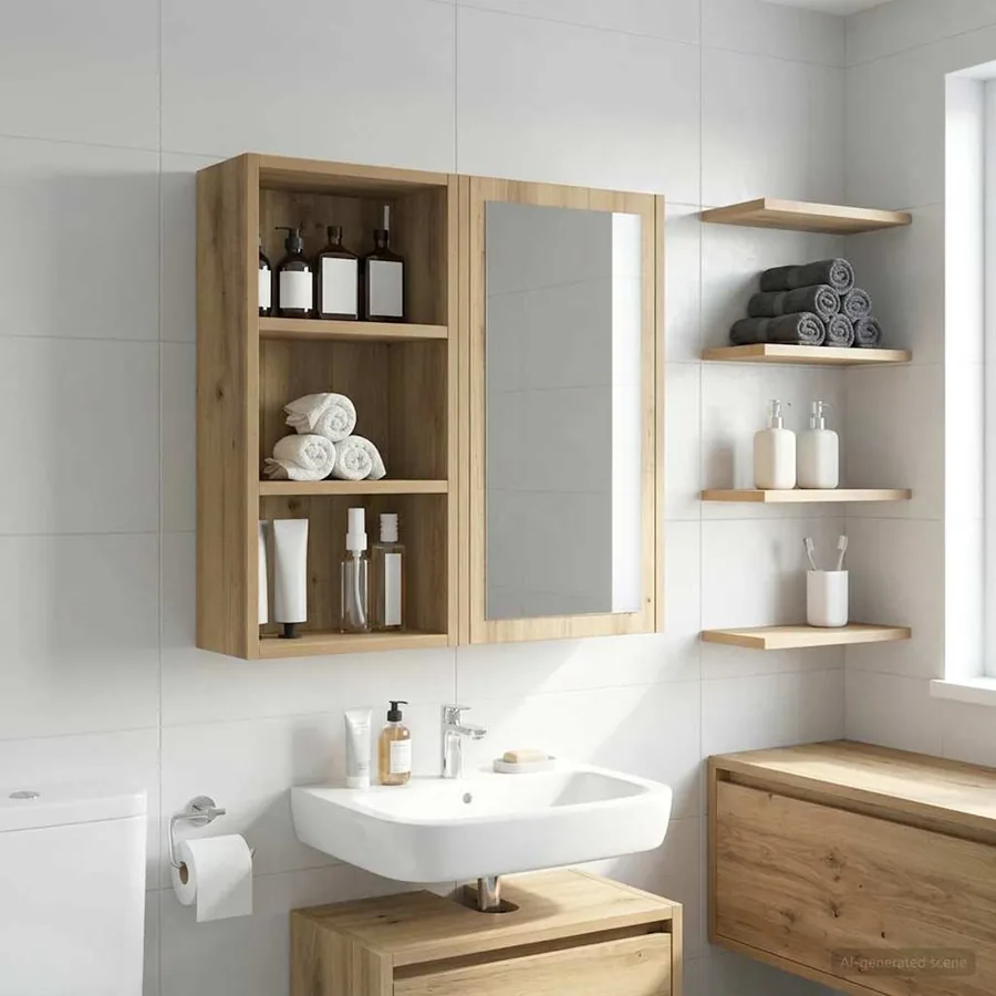 Armoire murale de salle de bain Chêne artisan 30 x 16 x 62,5 cm - 5
