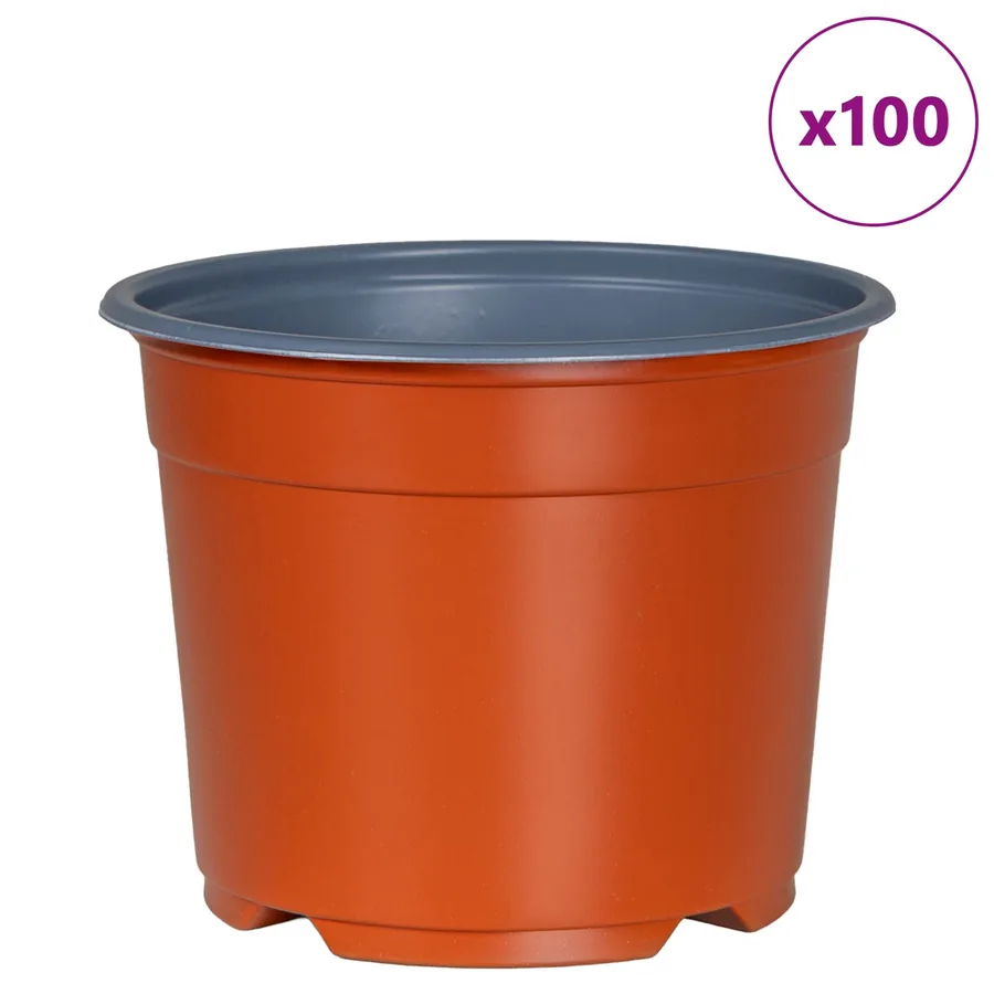 Pot à fleurs rond 100 pcs Terre cuite Ø 10 x 8 cm Plastique - 4