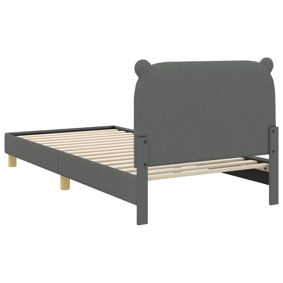 Cadre de lit pour enfants avec tête de lit Gris foncé Tissu - 7