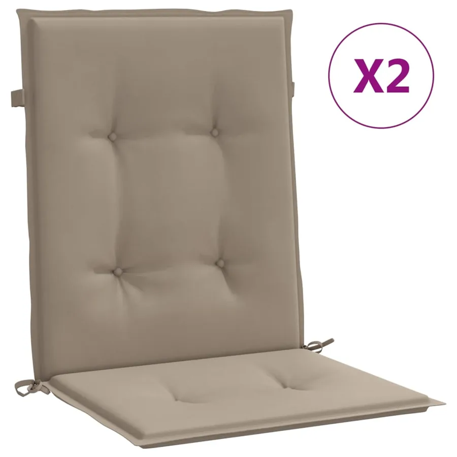 Coussins de chaise de jardin à dossier bas lot de 2 taupe - 2