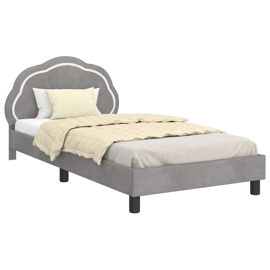Cadre de lit pour enfants avec tête de lit Gris clair Velours - 2