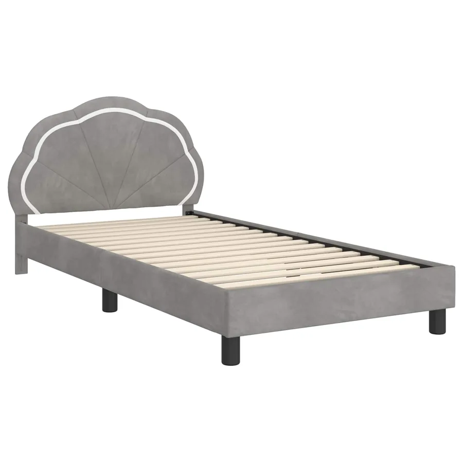 Cadre de lit pour enfants avec tête de lit Gris clair Velours - 4