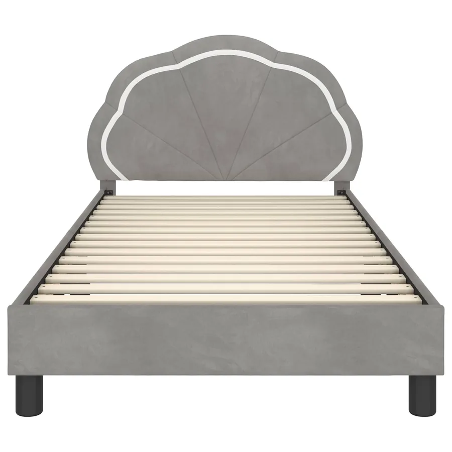 Cadre de lit pour enfants avec tête de lit Gris clair Velours - 5