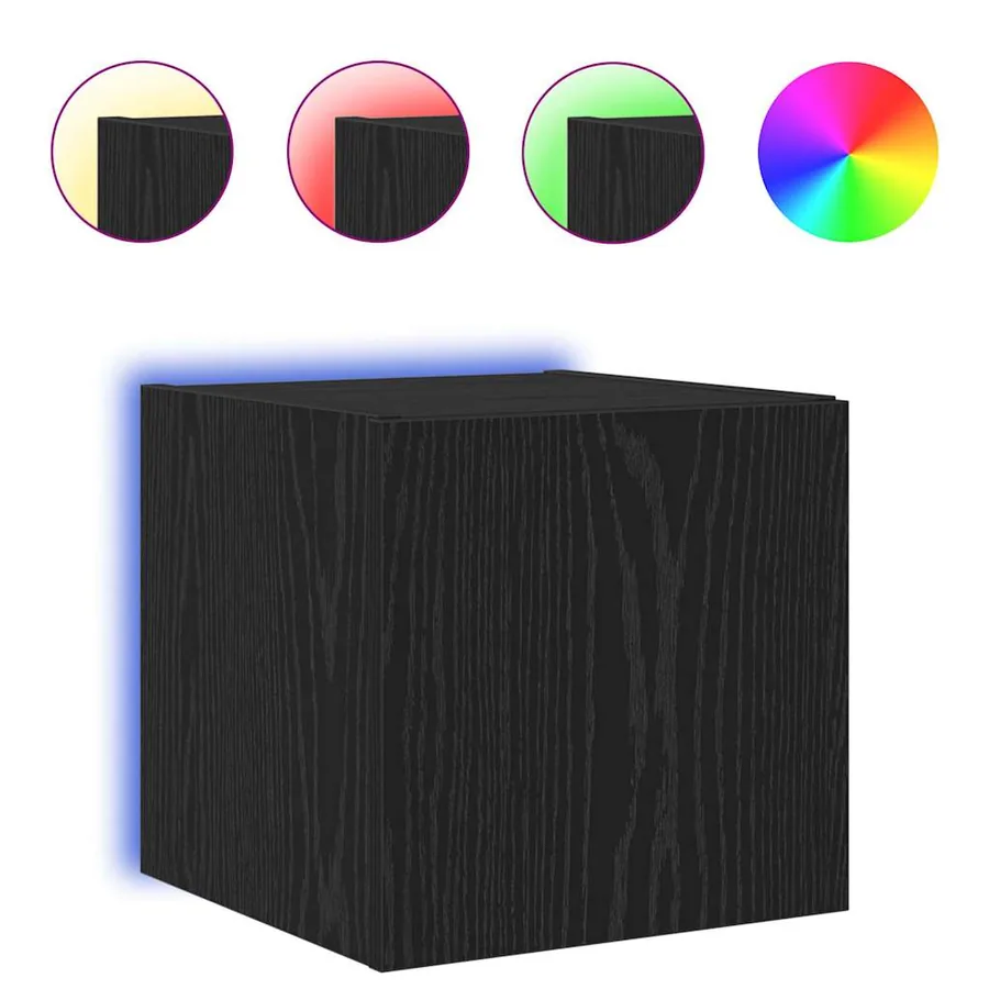 Meuble TV mural Chêne noir 30,5 x 35 x 30 cm Bois d'ingénierie - 2