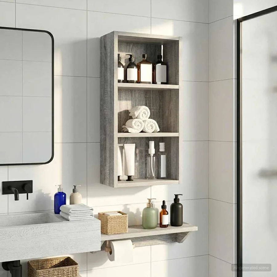 Armoire murale de salle de bain Gris Sonoma 30 x 16 x 62,5 cm