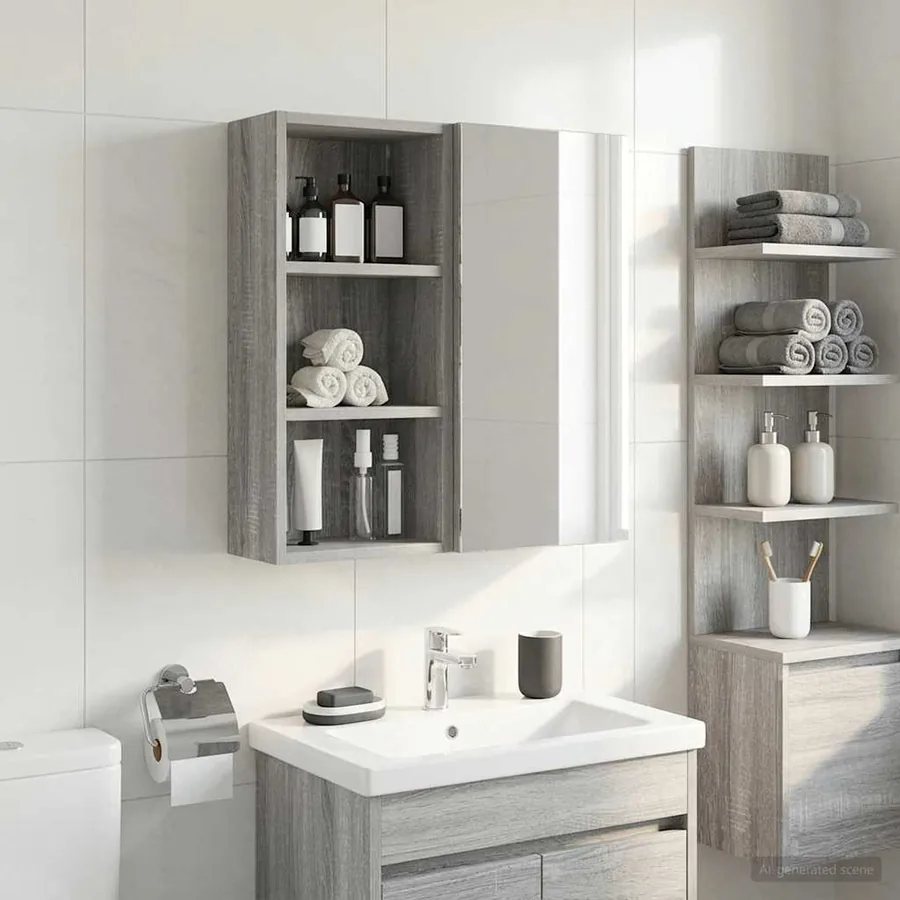 Armoire murale de salle de bain Gris Sonoma 30 x 16 x 62,5 cm - 4
