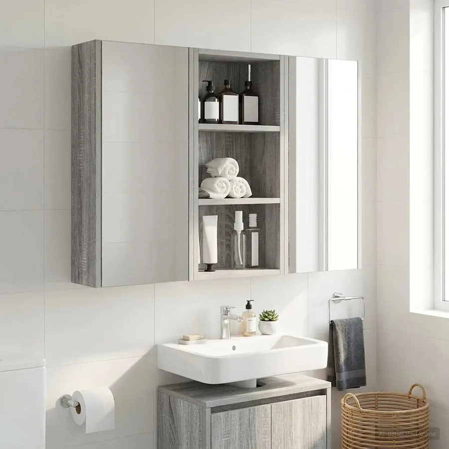 Armoire murale de salle de bain Gris Sonoma 30 x 16 x 62,5 cm - 5