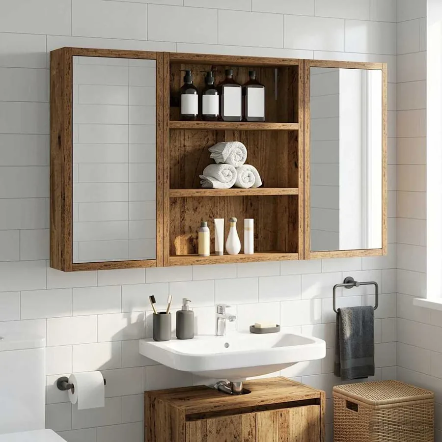 Armoire murale de salle de bain Bois ancien 40 x 10 x 50 cm - 4