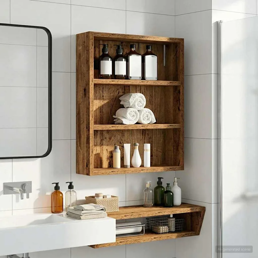 Armoire murale de salle de bain Bois ancien 40 x 10 x 50 cm - 5