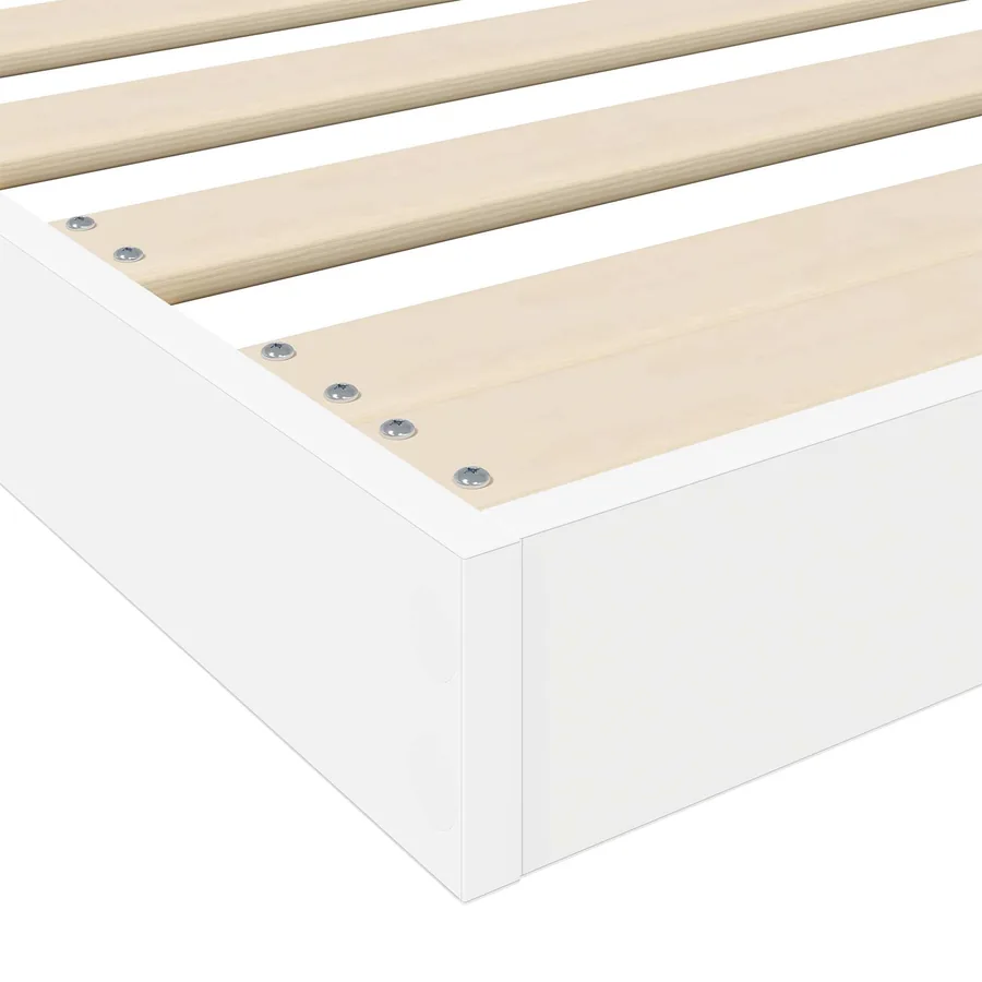 Cadre de lit surélevé Blanc 100 x 200 cm Bois d'ingénierie - 9