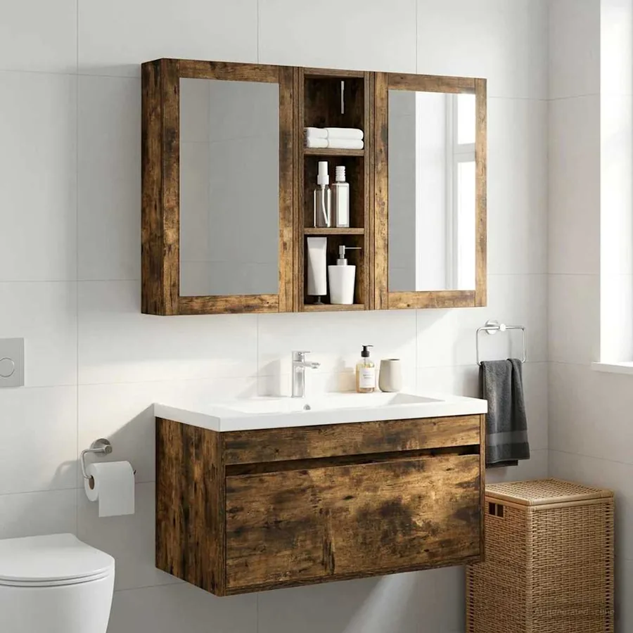 Armoire murale de salle de bain Chêne Fumé 20 x 10 x 60,5 cm - 4