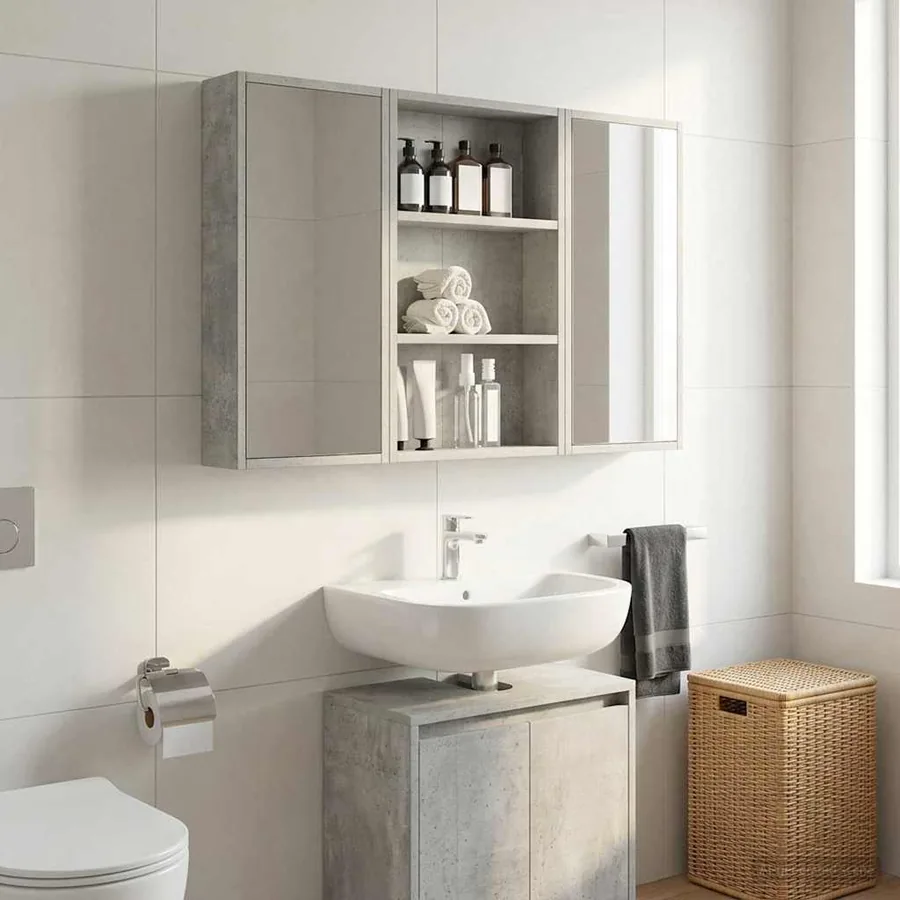 Armoire murale de salle de bain Gris Béton 40 x 10 x 60,5 cm