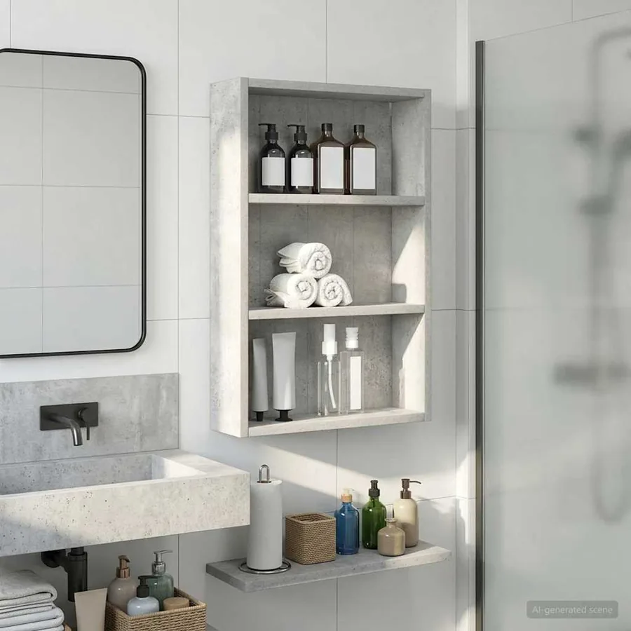 Armoire murale de salle de bain Gris Béton 40 x 10 x 60,5 cm - 5